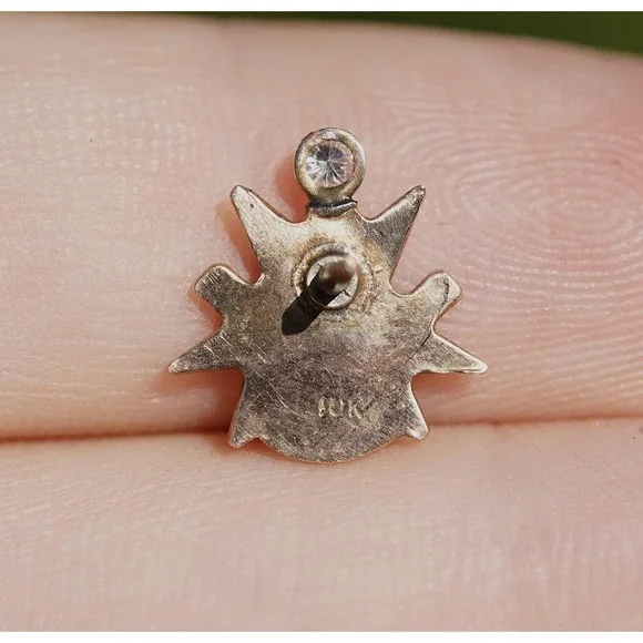Vintage 10k Solid Gold‎ Past Patron Order of The Eastern Star Diamond Pin Enamel